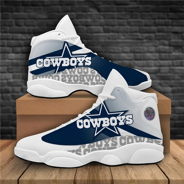 Women's Dallas Cowboys AJ13 Series High Top Leather Sneakers 001